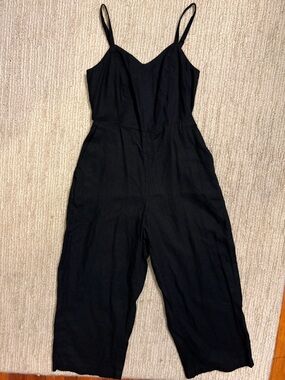 OLD NAVY Black Linen Spaghetti Strap Jumpsuit Size XS PETITE